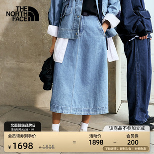 8E6X TheNorthFace 北面UE设计师款 女A字丹宁牛仔半身裙户外新款