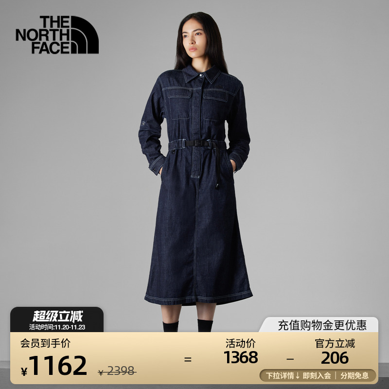 北面UE女丹宁牛仔长袖连衣裙