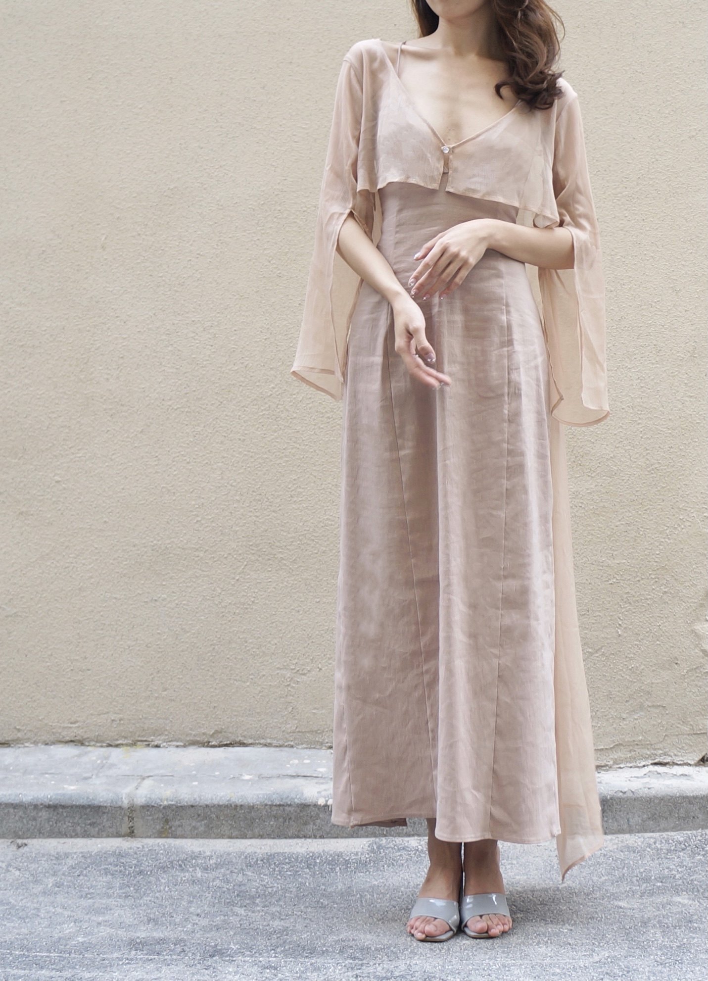 zisi恣肆 月笼纱 莲子杏长开衫气质2022年复古早秋百搭