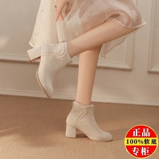 品牌撤柜短靴女2025秋冬高跟鞋冬天汉服鞋子短靴新中式冬季靴子