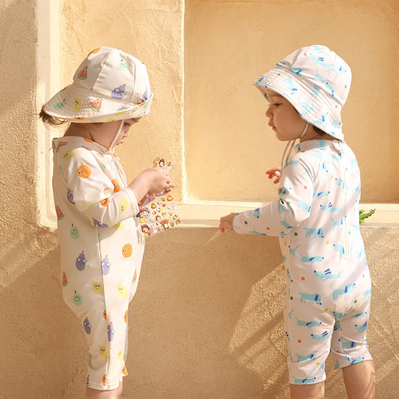 儿童连体泳衣卡通长袖防晒速干