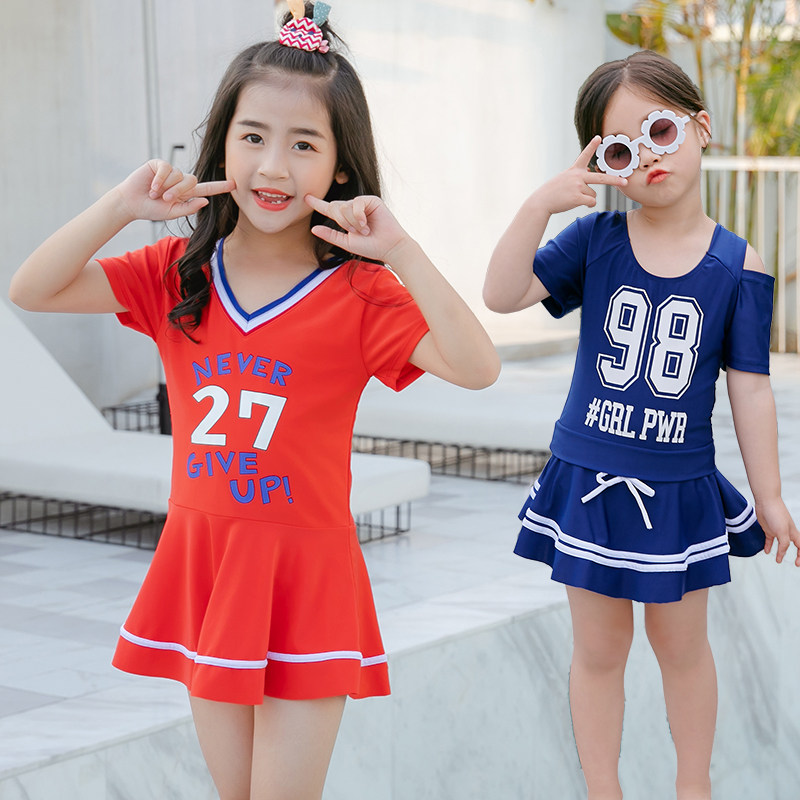 Children's swimsuit girls split middle big child student sports swimsuit girls baby princess skirt swimsuit set