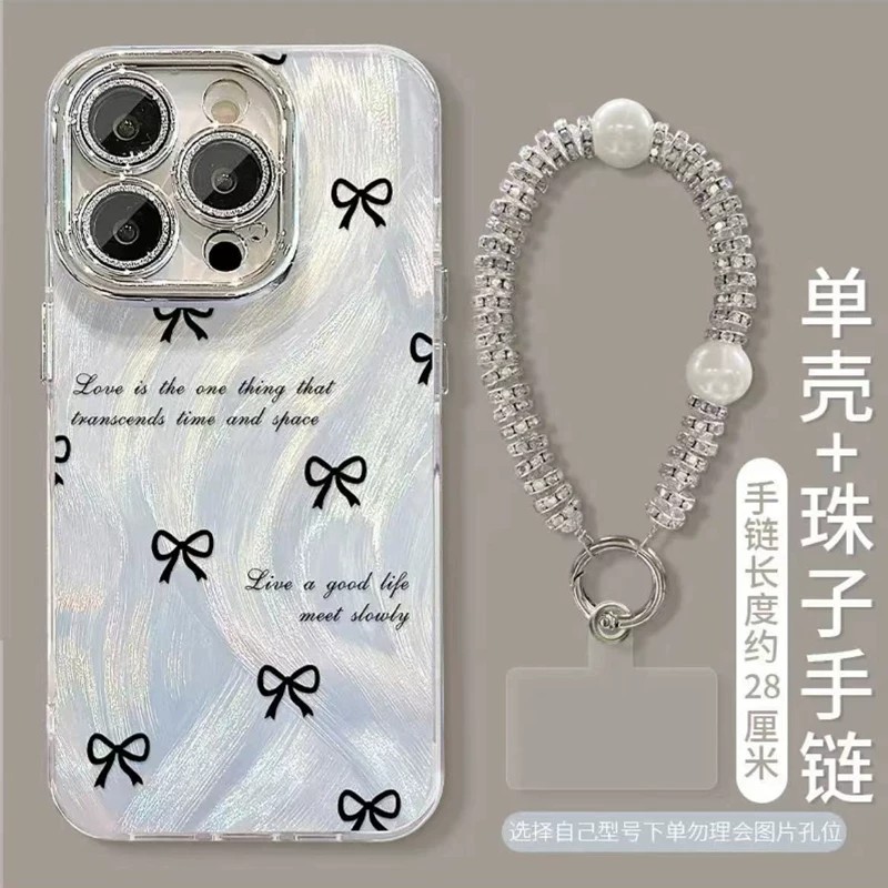 黑色蝴蝶结适用苹果16promax手机壳iphone17pro手机壳情侣15/14plus卡通11可爱12女13pro全包镜头膜xs新款8/6