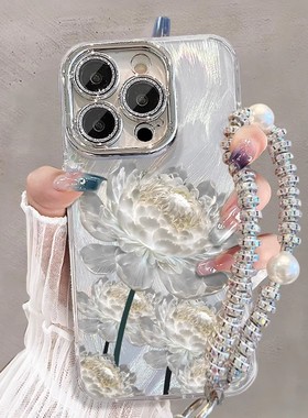 白色花朵适用于opporeno14pro手机壳reno13/12/11/10/9可爱a97女a5/a3pro新款findx8s全包7镜头膜6/5外壳k12x