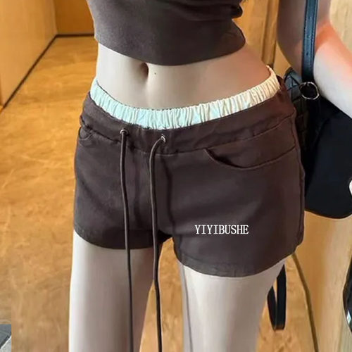 性感显瘦拼色低腰休闲短裤热裤