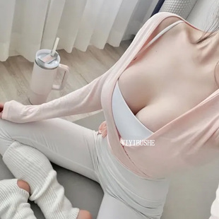 韩国代购正品PT032纯欲芭蕾风 显瘦绑带瑜伽运动上衣吊带内搭套装