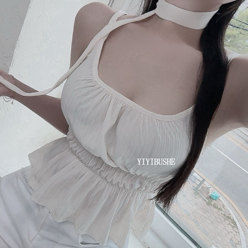 纯欲女人味飘带掐腰外穿吊带上衣