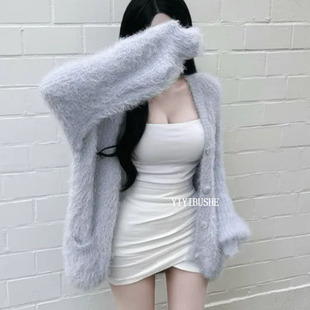 纯欲女人味毛毛针织开衫 热销 LR209慵懒高级感 正品 韩国代购