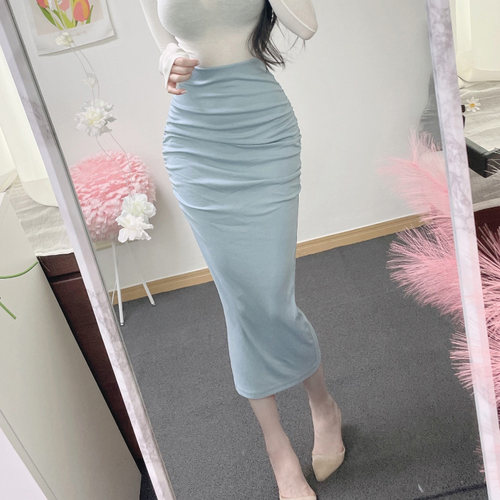 女人味褶皱开叉包臀鱼尾半身裙