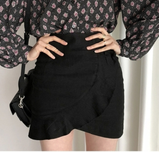 显瘦 时尚 娇俏荷叶边紧身包臀半身裙短裙TO600 韩国代购 当天发