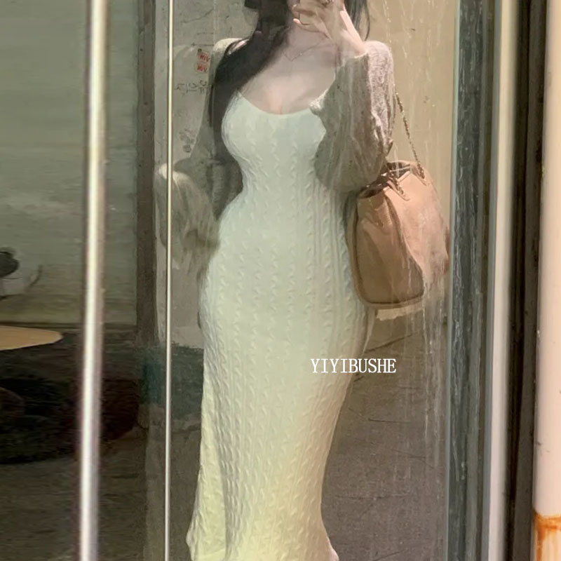 性感女人味包臀针织吊带连衣裙