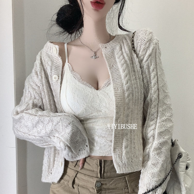 简约女人味百搭修身针织开衫外套