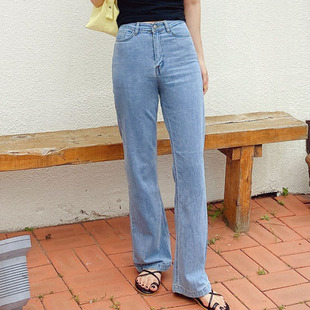 AQ775帅气ins博主高腰直筒牛仔裤 当天发 2021夏款 正品 韩国代购