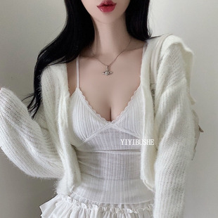 温柔女人味披肩毛绒绒针织开衫 LP203纯欲高级感 正品 韩国代购