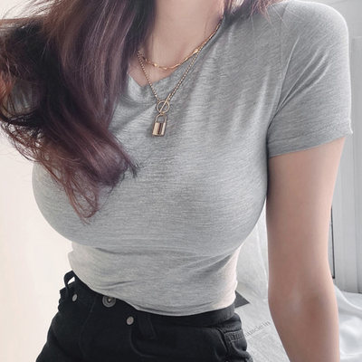 韩国简约性感显身材短袖T恤