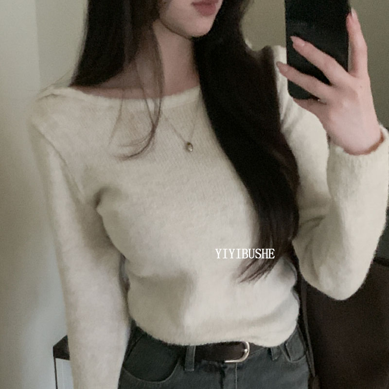 纯欲女人味连帽修身针织衫上衣