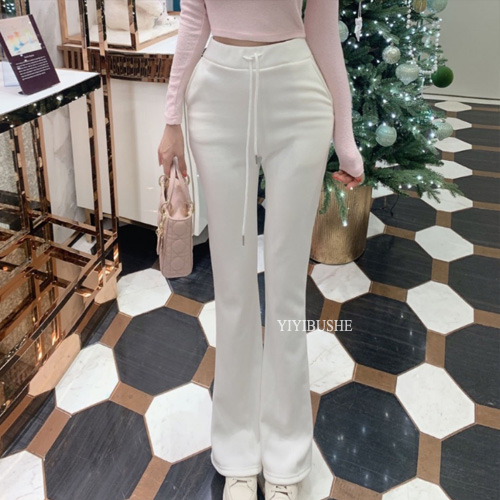 韩国代购正品 GP338舒适好搭配 显瘦高腰保暖拉绒微喇休闲裤女se