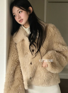 韩国代购正品 LQ299时尚高级感~纯欲女人味加厚仿皮草毛毛外套ze