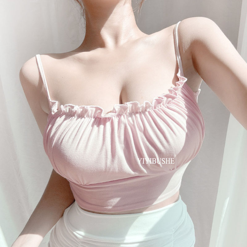 当天发 韩国代购正品 UJ518性感女人味 褶皱显胸大紧身吊带背心se