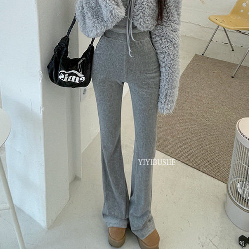 韩国代购正品 GS003秒变大长腿 tu显酒杯胯高腰舒适微喇休闲裤女