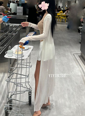 韩国代购正品LX277博主都爱穿~慵懒女人味飘逸长款外搭防晒开衫se