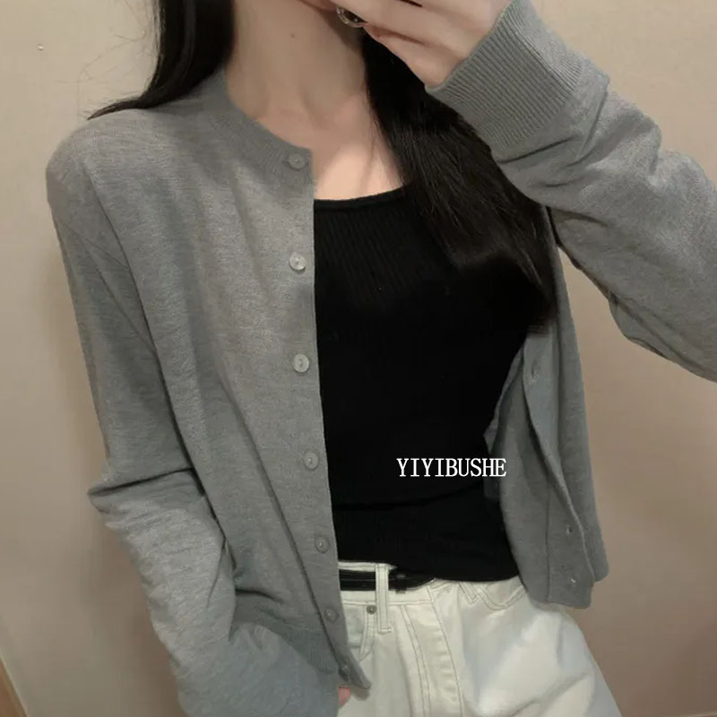 简约女人味单排扣修身针织开衫