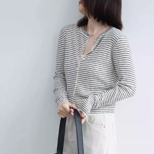 条纹针织INS外套女防晒气质小众女 透视感质感赞爆2025年春秋新款