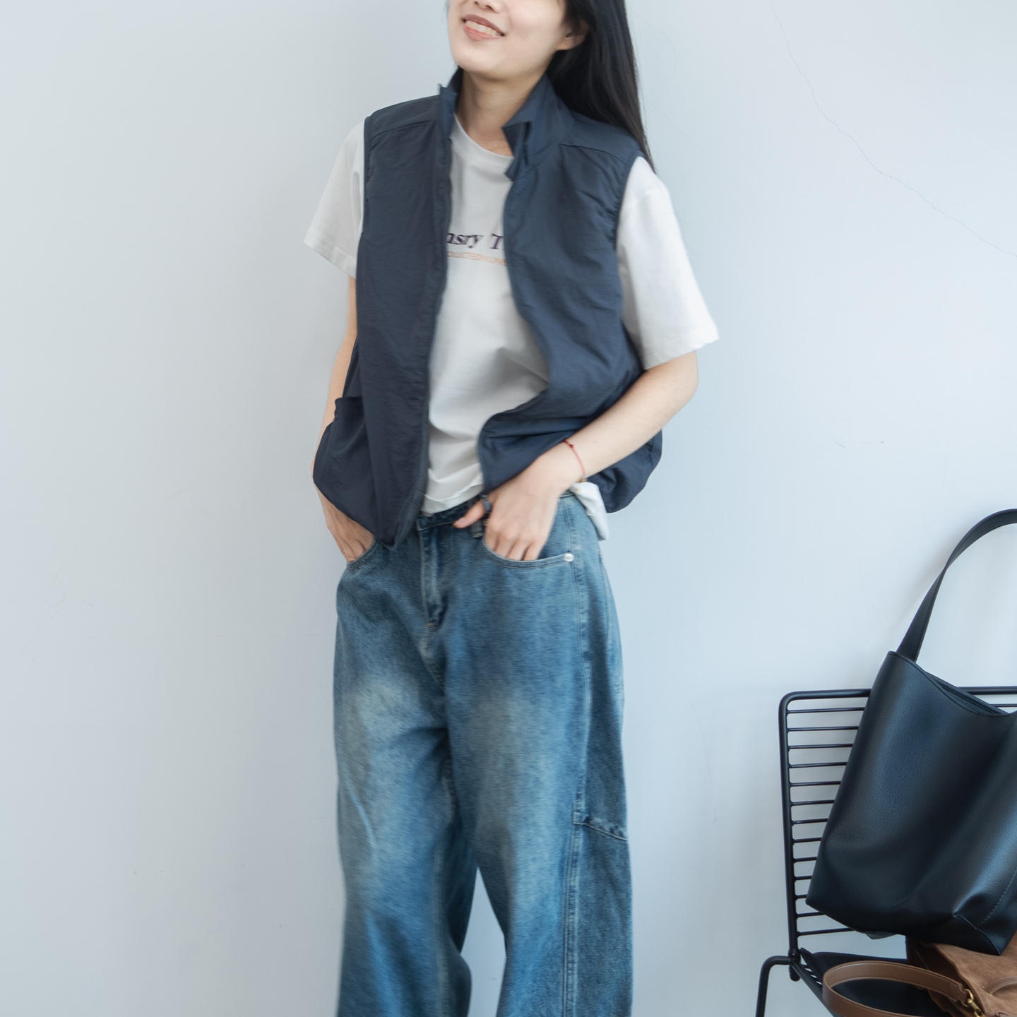 立领深灰马女坎肩背心女上衣