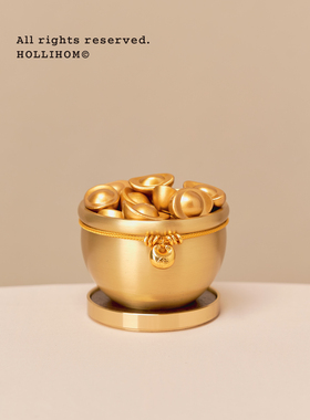 逅里 「胖福福」 黄铜聚宝盆 招财入户玄关工位摆件 乔迁开业送礼