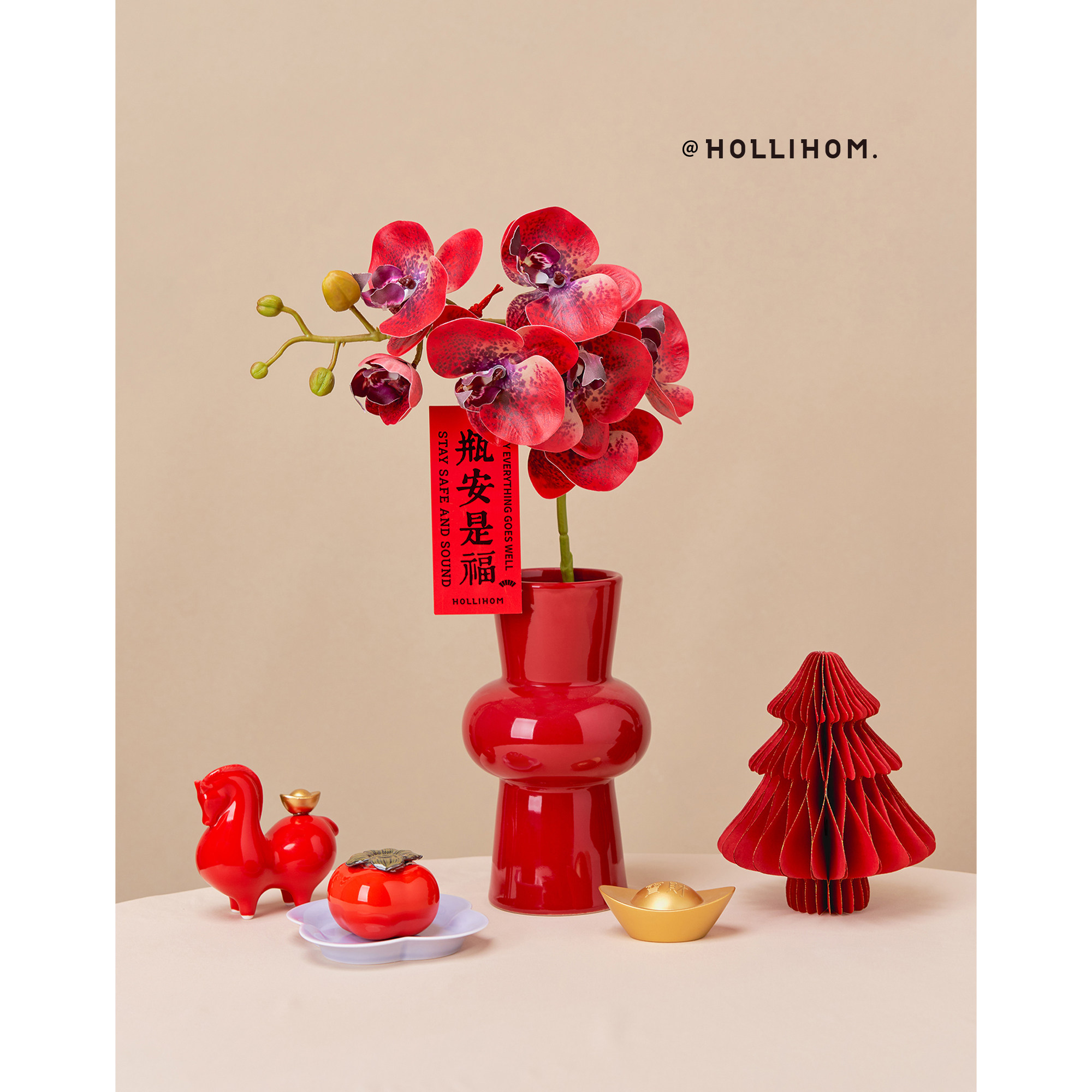 逅里「花红喜乐」乔迁新家红色花瓶装饰 新年橱窗场景布置摆件,家居饰品,装饰摆件,淘宝优惠券,粉丝福利购,淘宝优惠卷