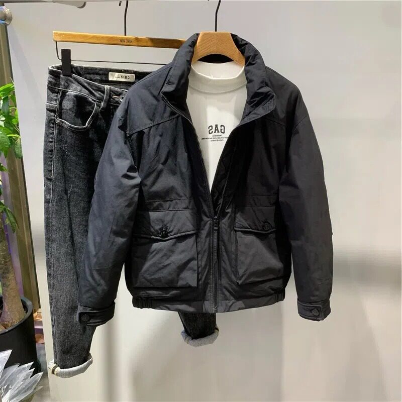 2022 WINTER STAND COLLAR MENS COTTON CLOTHING TREND FASHIONABLE LIGHT WORKWEAR SHORT CASUAL COTTON JACKET MENS VERSATILE TREND