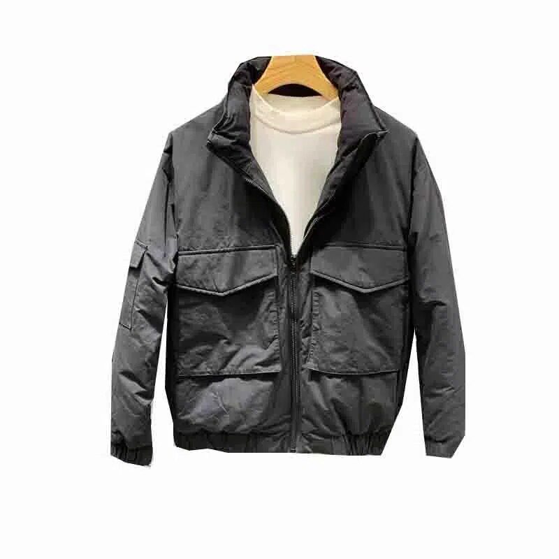 NEW 2022 WINTER MENS STAND-UP COLLAR WORKWEAR THICKENED TRENDY FASHION DESIGN FAKE TWO LOOSE WARM JACKET MEN