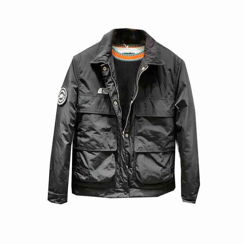 2022 AUTUMN AND WINTER NEW MENS LAPEL SIMPLE SLIM FIT BREAD JACKET YOUTH TREND FASHION PRINTED CARGO JACKET