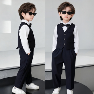 周岁礼服儿童西装 男童主持人钢琴演出服秋冬英伦风花童小西服 套装