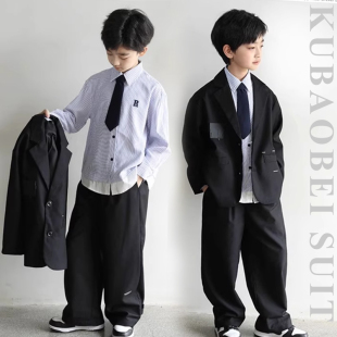 男童西装休闲套装2026春秋韩版潮儿童礼服帅气青少年男孩大童西服