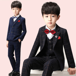男童西装 春秋帅气花童婚礼服儿童英伦西服男孩主持钢琴演出服 套装