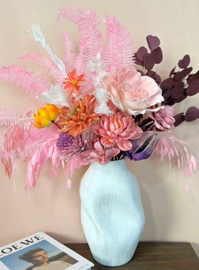 粉紫永生花干花束高颜值客厅摆件