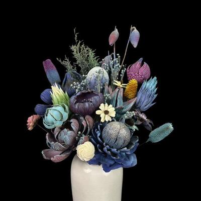 油画系列蓝紫色干花高级感永生花