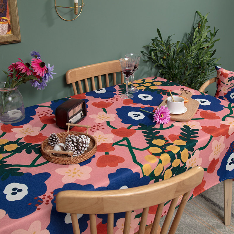 美国乡村花卉清新台布高端无障碍豪华棉麻防水咖啡桌布小圆台布小