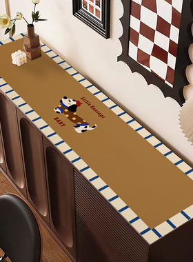 橙色回忆复古鞋柜餐边柜皮革盖垫耐脏免洗防油桌面保护垫长条盖布