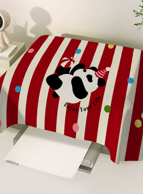 红色彩球熊猫咖啡机打印机方形防尘耐脏盖布微波炉方巾短毛绒盖巾