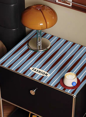 个性条纹床头柜防水防油耐脏皮革盖垫防烫免洗硅胶台布轻奢盖巾