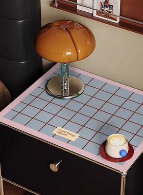 爱格日记卧室床头柜皮革垫方形免洗耐脏盖巾梳妆台易打理防尘垫