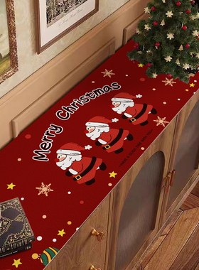 圣诞老人红色盖垫鞋柜防尘可擦免洗玄关柜餐边柜桌垫防水防油盖布