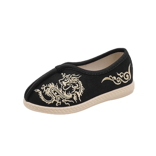 儿童布鞋民族风绣花鞋学生古装汉服演出鞋复古风绣鞋牛筋底男童鞋