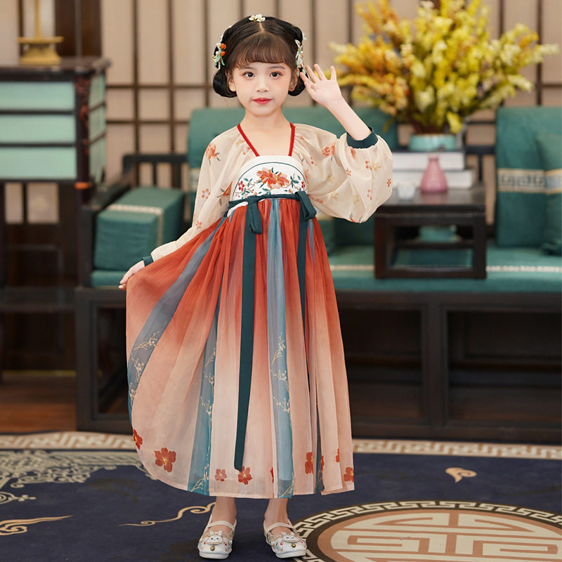 女童汉服春秋儿童中国风春季唐装古风童装超仙女宝宝新款连衣裙女