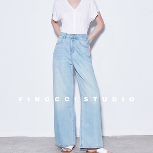 FINOCCI极简风纸片人高支羊毛天然铜氨薄款 T恤女 通勤慵懒V领短袖