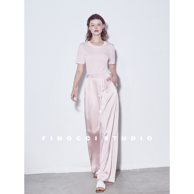 丝光缎面垂坠百搭松弛感阔腿裤女