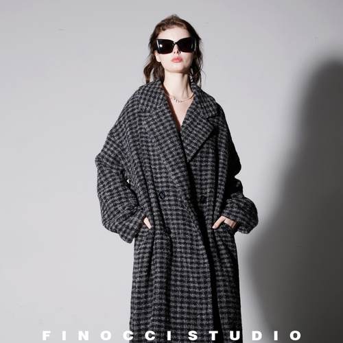 FINOCCI冬季新款花格香风大衣
