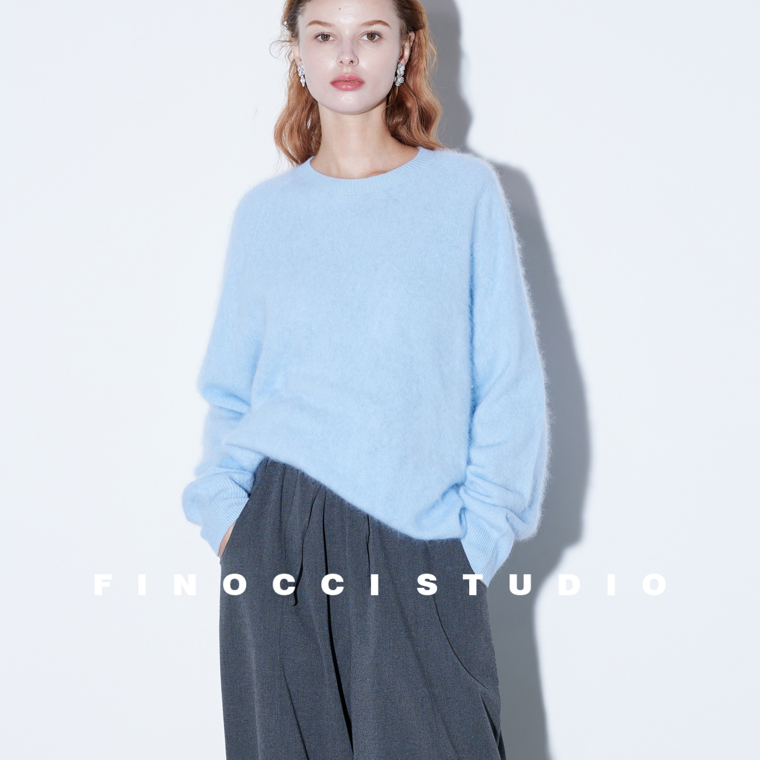 FINOCCI山羊绒绵羊毛软糯拉毛衣